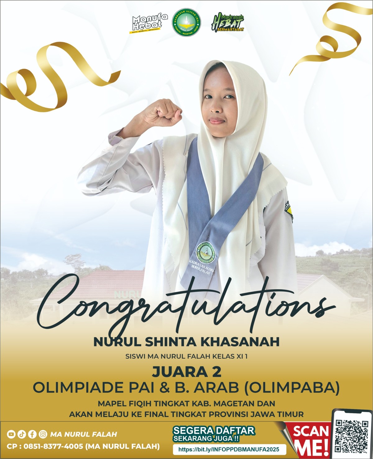 Prestasi Membanggakan: Siswi MA Nurul Falah Raih Juara 2 Olimpiade PAI & Bahasa Arab