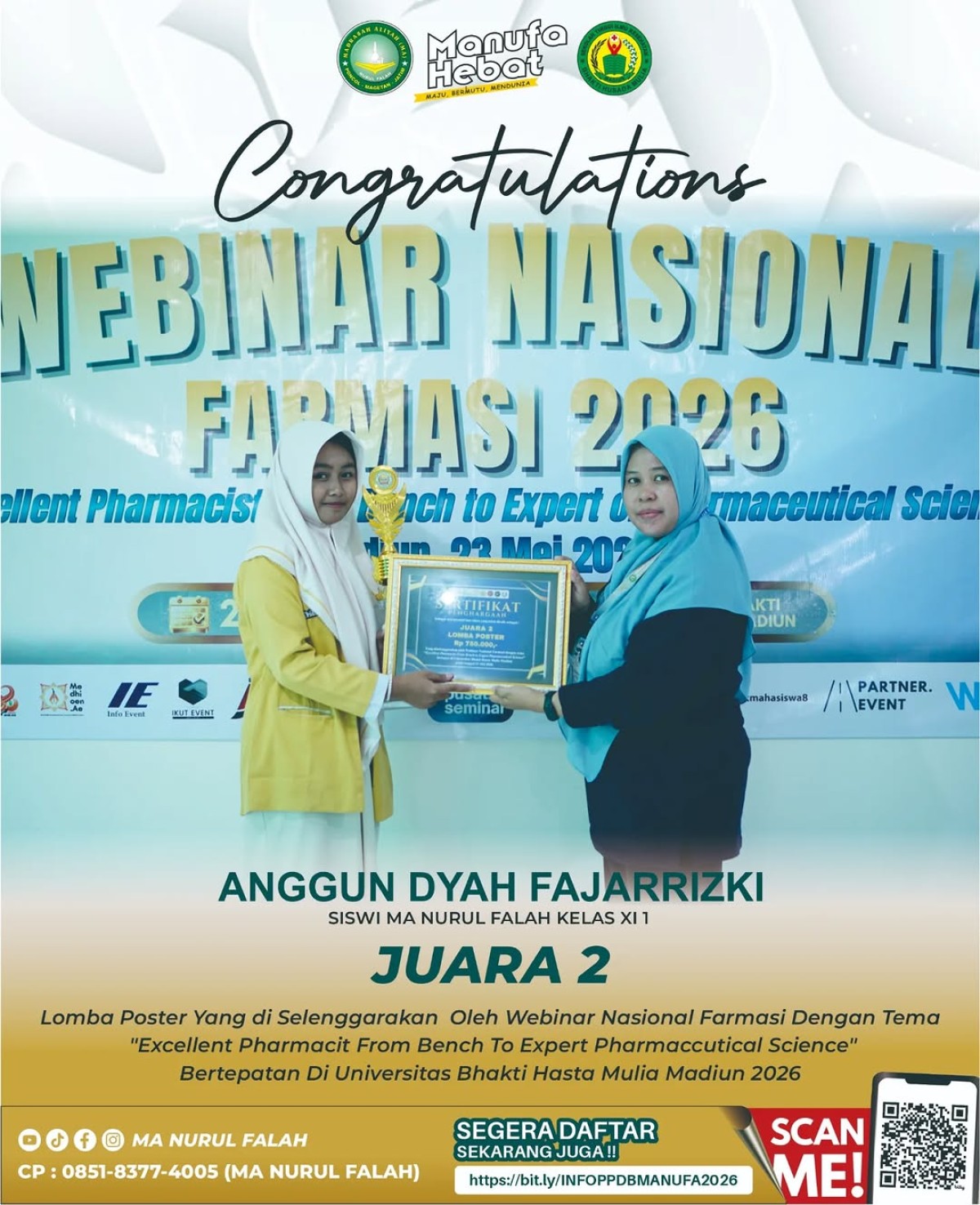 Selamat & Sukses Anggun Dyah Fajarrizki Raih Juara 2 Lomba Poster Tingkat Nasional