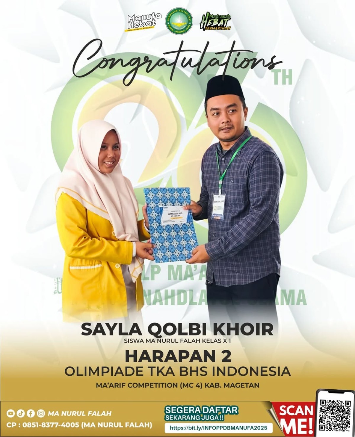 Selamat & Sukses Sayla Qolbi Khoir Raih Harapan 2 Olimpiade TKA Bahasa Indonesia