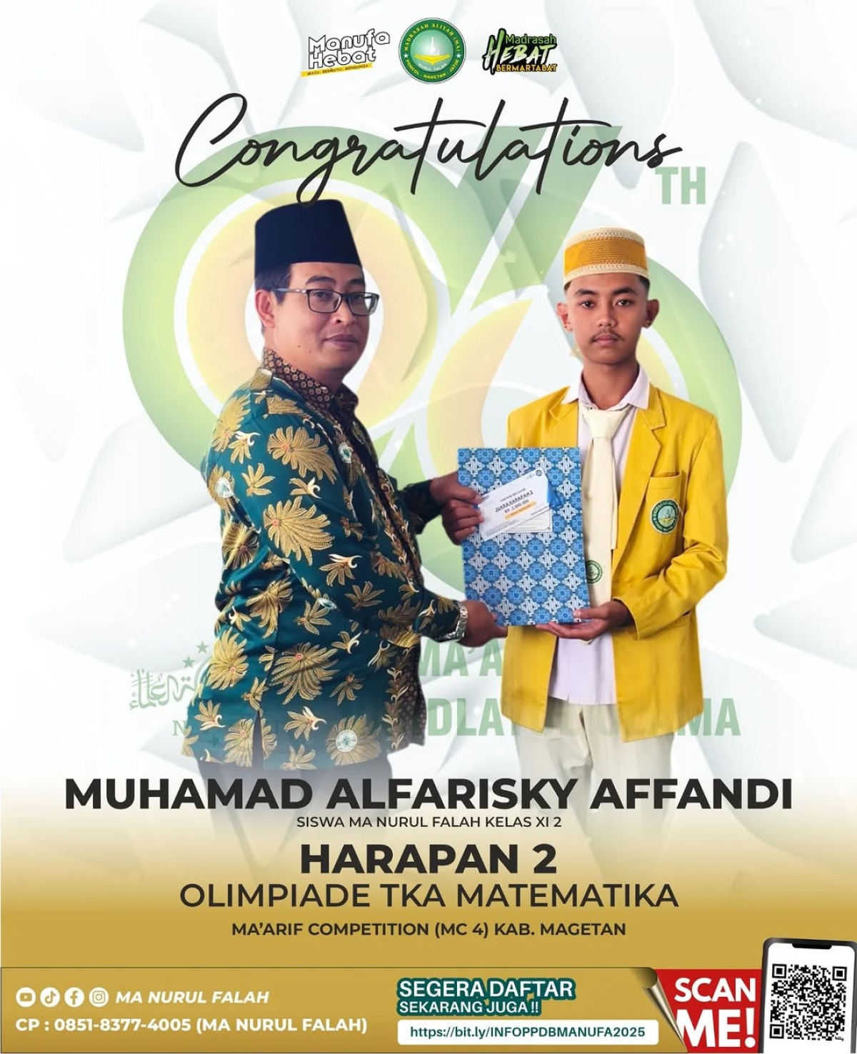 Selamat & Sukses Muhamad Alfarisky Affandi Raih Harapan 2 Olimpiade TKA Matematika